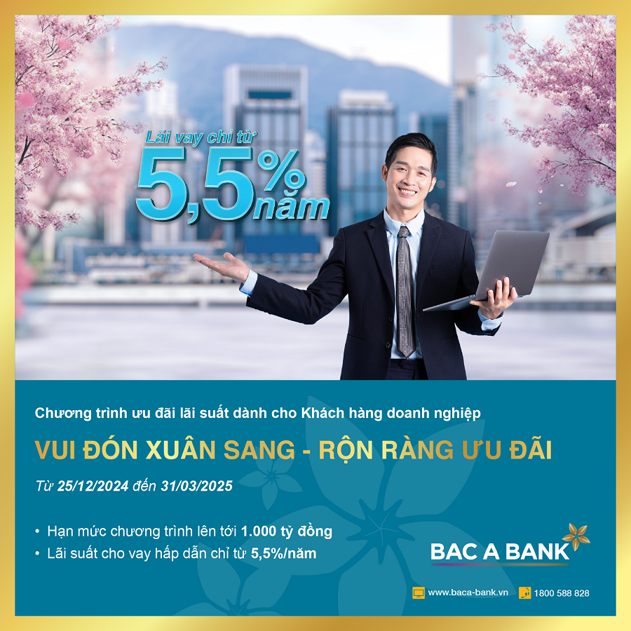 Cùng doanh nghiệp đón Tết, BAC A BANK tung ưu đãi lãi suất cực 'hời' - Ảnh 1